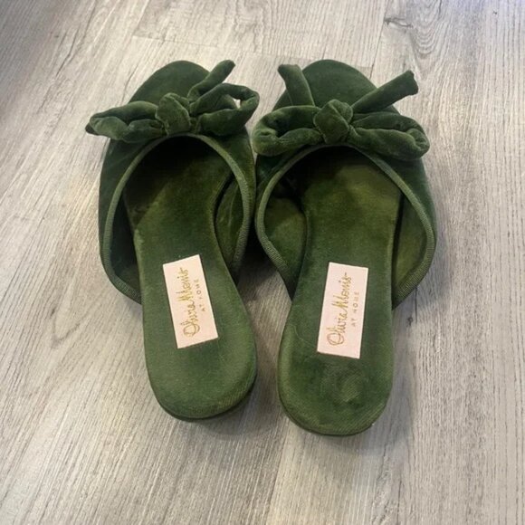 Olivia Morris at Home Daphne Green Velvet Slippers sz. EU 38 / US 7 - Picture 2 of 5
